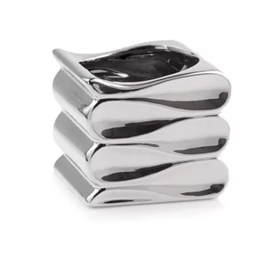 Osłonka Na Doniczkę Srebrna Połysk Ceramika 15Cm - Donice - miniaturka - grafika 1