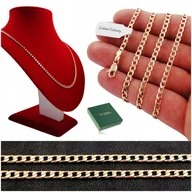 Naszyjniki - ZŁOTY NASZYJNIK DAMSKI PANCERKA GRUBY 45cm/3mm STAL CHIRURGICZNA NA PREZENT - miniaturka - grafika 1