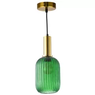 Lampy sufitowe - Polux Plisowana LAMPA wisząca SUFFOLK 317377 szklana tuba ZWIS loftowy do jadalni zielony 317377 - miniaturka - grafika 1