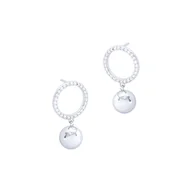 Biżuteria dla dzieci - Srebrne kolczyki 925 Okręg Wisząca Kula cyrkonie - miniaturka - grafika 1