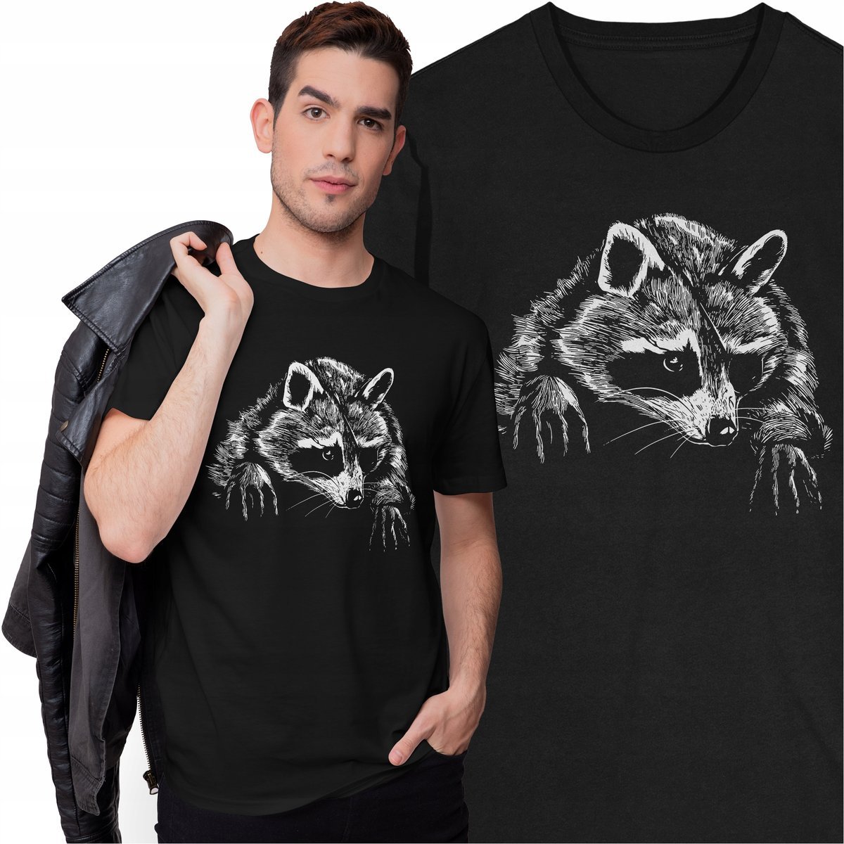 Koszulka Szop Pracz Racoon Zwierzęta Ssaki Środowisko Natura