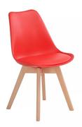 Krzesła - Krzesło Kris nowoczesne z poduszką drewno bukowe czerwone - miniaturka - grafika 1