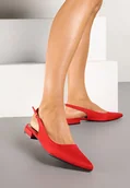 Sandały damskie - Czerwone Sandały z Imitacji Zamszu z Noskiem w Szpic Silevelira - miniaturka - grafika 1