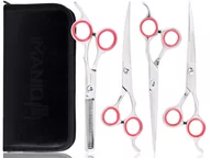 Nożyczki fryzjerskie - Zestaw nożyczek groomerskich fryzjerskich degażówki etui do salonu gabinetu srebrny - miniaturka - grafika 1