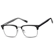 Okulary korekcyjne, oprawki, szkła - Okulary półramkowe zerówki prostokątne oprawki korekcyjne 878A czarny/srebrny - miniaturka - grafika 1