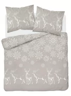 Pościel - Pościel satynowa 220x200 Świąteczna renifery beżowa 4675 A Home Satin 131 - miniaturka - grafika 1