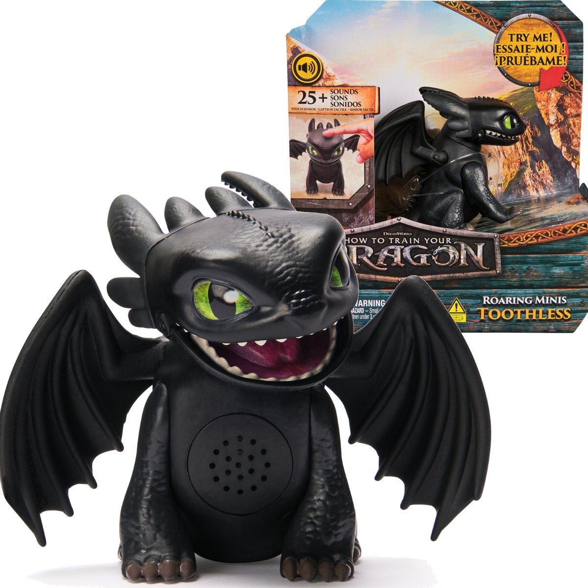 Jak wytresować smoka Szczerbatek Interaktywna figurka Roaring Minis Toothless 25+ dźwięków
