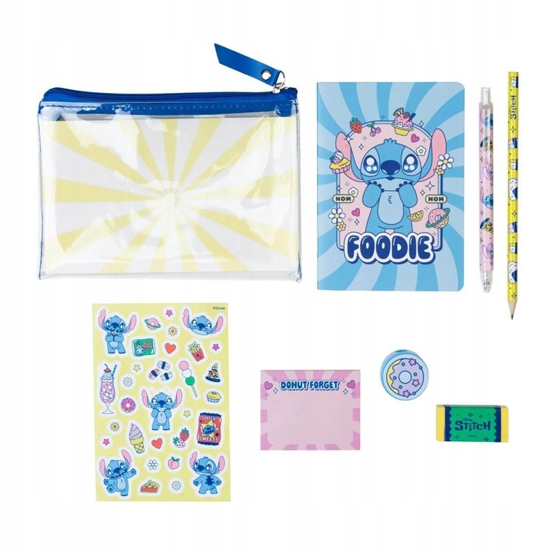 Przybory Szkolne Stitch Zestaw Piśmienniczy Piórnik Notes Gumka Długopis