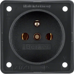 Hager Polo Integro Flow Gniazdo pojedyncze z/u czarny mat 09618505 09618505 - Gniazdka elektryczne - miniaturka - grafika 1
