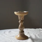 Świeczniki - Świecznik drewniany no. 3- naturalne drewno, na świece walcowe - miniaturka - grafika 1