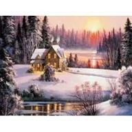 Zabawki kreatywne - Diamentowa mozaika domek zimą w lesie NO-1007775 - miniaturka - grafika 1