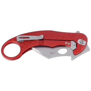 Nóż składany LionSteel L.E.One Karambit Red Aluminium, Stone Washed MagnaCut by Emerson Design (LE1 A RS) - Noże - miniaturka - grafika 9