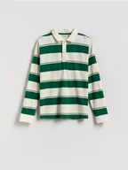 Bluzki dla chłopców - Reserved - Bawełniany longsleeve polo - złamana biel - miniaturka - grafika 1