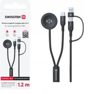 Kable komputerowe i do monitorów - Swissten Wireless 2in1 Charging Cable for Samsung Galaxy Watch / 2x USB-C / USB 1.2m - miniaturka - grafika 1