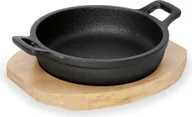 Patelnie - WAS Germany Żeliwna patelnia do serwowania z drewnianą podstawką i dwoma bocznymi uchwytami Ø 18 cm - miniaturka - grafika 1