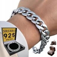 Bransolety męskie - SREBRNA Bransoletka Męska SREBRO 925 Gruba 13mm Pancerka Diamentowana - miniaturka - grafika 1