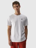 Koszulki męskie - T-shirt męski gładki 4F 4FWMM00TTSHM1843-10S Biały - miniaturka - grafika 1