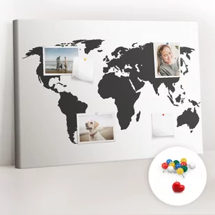 Organizer, Tablica korkowa 100x70 cm + Kolorowe Pinezki - Czarna mapa świata - Tablice i flipcharty - miniaturka - grafika 1