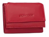 Portfele - Skórzany damski portfel Rovicky na zatrzask minimalistyczna portmonetka na karty gotówkę, czerwony - miniaturka - grafika 1