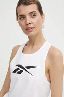 Koszulki sportowe damskie - Reebok top bawełniany kolor biały 100029551 - grafika 1