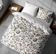 Pościel - Pościel bawełniana na jesień 160x200 cm kwiaty biała - miniaturka - grafika 1