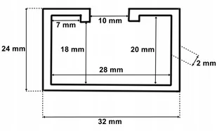 Szyna prowadnica 008 do drzwi harmonijkowych 100 cm 243 JABŁOŃ - Akcesoria do drzwi - miniaturka - grafika 1