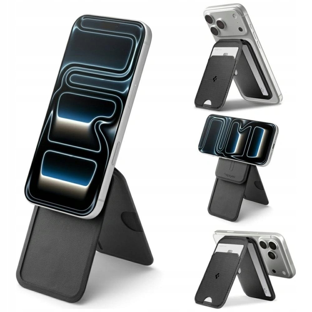 Magnetyczny portfel Spigen S314-2 Slim Fold Tripod MagSafe czarny