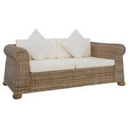 Sofy ogrodowe - vidaXL 2-osobowa sofa z poduszkami, naturalny rattan vidaXL - miniaturka - grafika 1