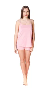 Krótka piżama damska KAMELIA na ramiączka : Kolor - Ciemny Różowy, Rozmiar - 42 - Piżamy damskie - miniaturka - grafika 1