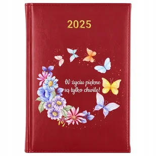 Kalendarz Czerwony A5 2025 W ZYCIU PIĘKNE SĄ TYLKO CHWILE Terminarz Wzory - Kalendarze - miniaturka - grafika 1