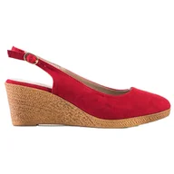 Czółenka - Goodin Wygodne czółenka na koturnie czerwone - miniaturka - grafika 1