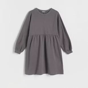 Reserved - Bawełniana sukienka - Szary - Sukienki i spódniczki dla dziewczynek - miniaturka - grafika 1