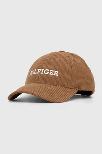 Czapki męskie - Tommy Hilfiger czapka z daszkiem kolor brązowy z aplikacją - grafika 1