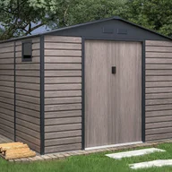 Altany ogrodowe - Metalowa wiata ogrodowa z ocynkowanej stali imitującej szare drewno, 7,17 m² - ADELMO - miniaturka - grafika 1