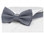 Krawaty i muchy męskie - MUSZKA + PUDEŁKO Mucha Męska do Koszuli 12x6cm Wizytowa Szara GREG mu44 - miniaturka - grafika 1