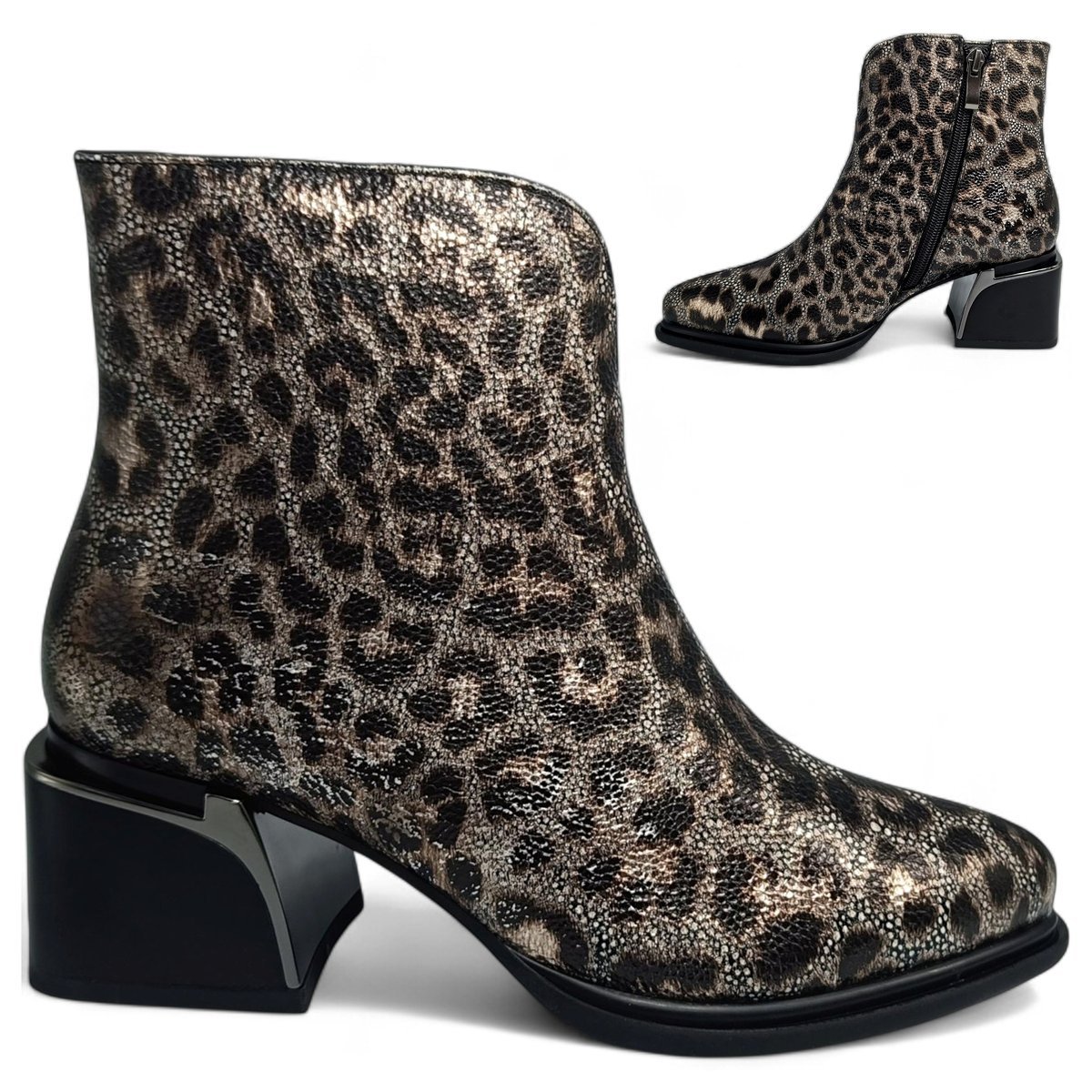 Botki Damskie SKÓRZANE Eleganckie na Obcasie Jesienne Wsuwane Barski 38