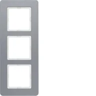 Klawisze i ramki - Hager polo Q.7 Ramka potrójna aluminium 10136074 10136074 - miniaturka - grafika 1