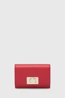 Portfele - Furla portfel skórzany damski kolor czerwony - grafika 1