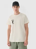 Koszulki sportowe męskie - Męski t-shirt z nadrukiem 4F 4FRAW24TTSHM2603 - beżowy - miniaturka - grafika 1