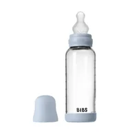 Butelki dla niemowląt - BIBS BUTELKA SZKLANA ze smoczkiem antykolkowym z silikonu medycznego, pojemność 240 ml, BABY BLUE - miniaturka - grafika 1