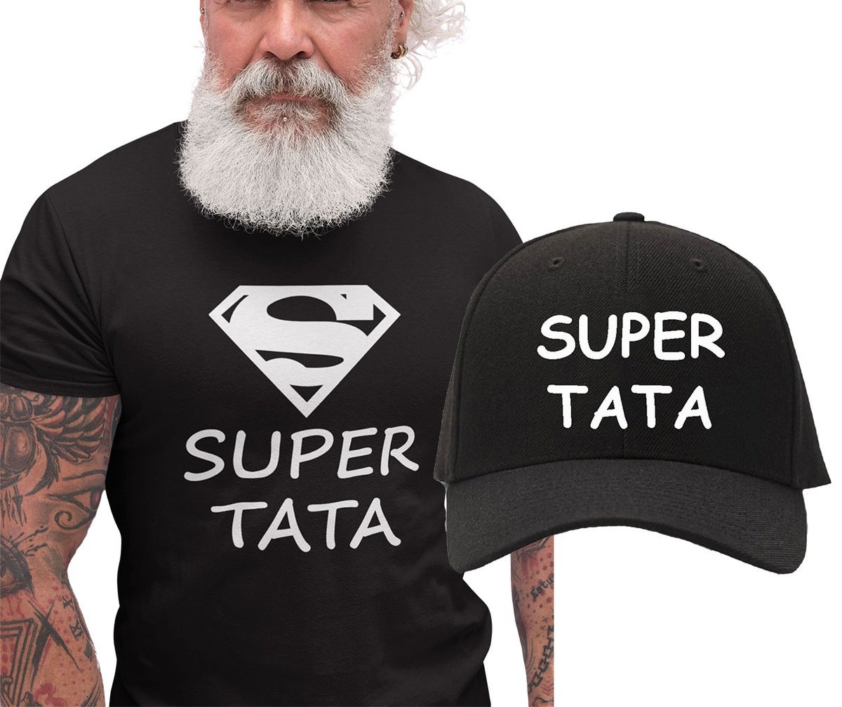 KOSZULKA + CZAPKA BEJSBOLÓWKA Z HAFTEM na Dzień TATY SUPER TATA PREZENT M