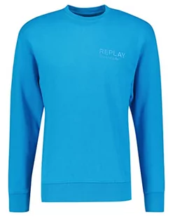 Replay Bluza męska Second Life ze 100% bawełny, 180 niebieski, XXL - Bluzy męskie - miniaturka - grafika 1