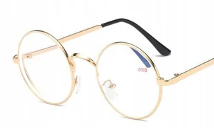OKULARY KOREKCYJNE okrągłe metal złote -1 - Okulary korekcyjne, oprawki, szkła - miniaturka - grafika 1
