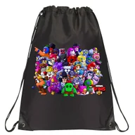 Torby szkolne - P139 PLECAK WOREK NA BUTY TORNISTER BRAWL STARS SPIKE LEON JAKOŚĆ CZARNY - miniaturka - grafika 1