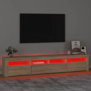 Lumarko Szafka pod TV z oświetleniem LED, dąb sonoma, 210x35x40 cm - Szafki RTV - miniaturka - grafika 6