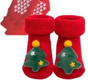Skarpetki dla dzieci - Skarpetki Świąteczne Dla Dzieci Niemowlęce Antypoślizgowe Prezent 0-12 M Choinka - miniaturka - grafika 1