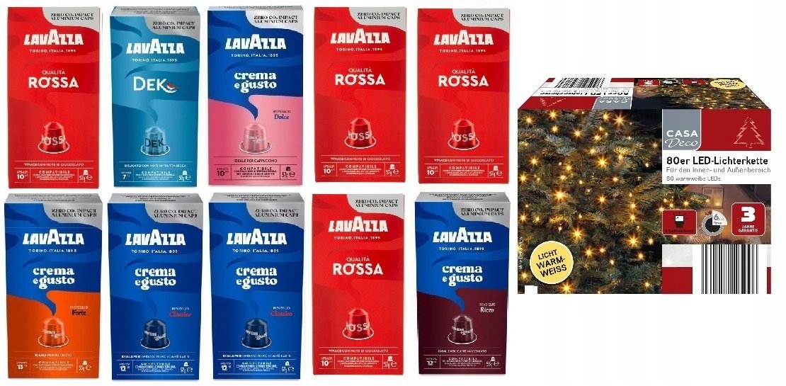 Kapsułki do Nespresso Lavazza 100 szt MIX Smaków Lampki choinkowe
