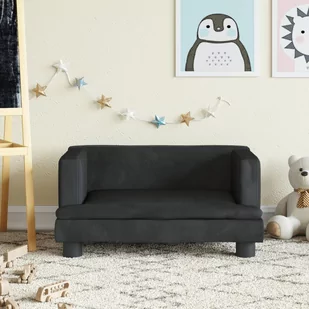 vidaXL Sofa dla dzieci, czarna, 60x40x30 cm, aksamit - Meble do sypialni - miniaturka - grafika 1