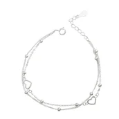 Bransoletki - Bransoletka srebrna podwójna Serce Kulki - miniaturka - grafika 1