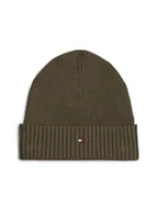 Czapki damskie - Czapka Zimowa Tommy Hilfiger Beanie Pima Cotton Black Domieszką Kaszmiru - miniaturka - grafika 1